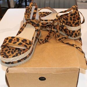 Leopard Print Lace-Up Espadrilles